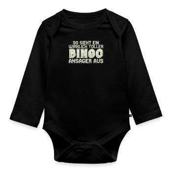 Bingospieler SO SIEHT EIN RICHTIG TOLLER BINGO - Baby Bio-Langarm-Body - Schwarz - Vorne