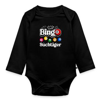 BINGO ADDICT Lustiges Bingo Spieler Bingo - Baby Bio-Langarm-Body - Schwarz - Vorne