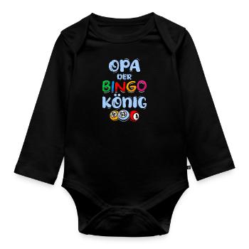 GRAND-PÈRE LE ROI DU BINGO Joueur de bingo amusant - Body Bébé bio manches longues - noir - Devant