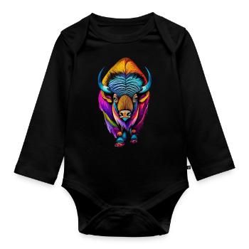 Bison - Organic Longsleeve Baby Bodysuit - black - Front