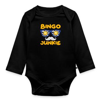 Bingo Player BINGO JUNKIE Binge Lover - Organic Longsleeve Baby Bodysuit - black - Front