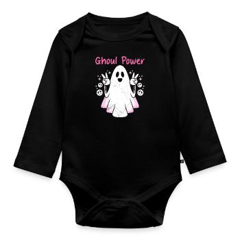 Halloween Costume Kids GHOST POWER Girls - Organic Longsleeve Baby Bodysuit - black - Front