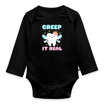 Halloween Costume CREEP IT REAL Funny Halloween - Organic Longsleeve Baby Bodysuit - black - Front