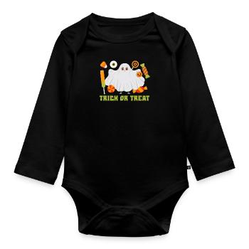 Fête d’Halloween TRICK OR TREAT Funny Kids - Body Bébé bio manches longues - noir - Devant
