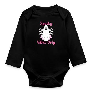 Halloween Mädchen SPOOKY VIBES Halloween Party - Baby Bio-Langarm-Body - Schwarz - Vorne
