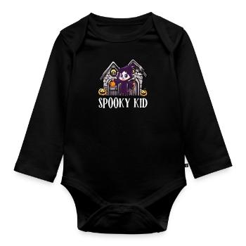 Costume d’Halloween SPOOKY KID Drôle Halloween - Body Bébé bio manches longues - noir - Devant