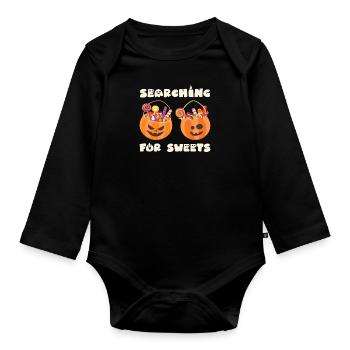Fête d’Halloween À LA RECHERCHE DE BONBONS Halloween - Body Bébé bio manches longues - noir - Devant