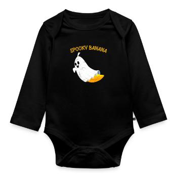 Halloween Kostüm Kinder SPOOKY BANANA Lustiges - Baby Bio-Langarm-Body - Schwarz - Vorne