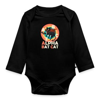 Halloween Kostüm ALPHA BAT CAT Lustiges Alphabet - Baby Bio-Langarm-Body - Schwarz - Vorne