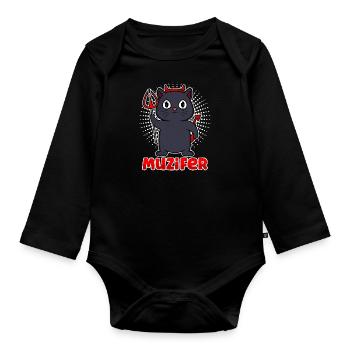 Halloween Costume Kids MUZIFER Funny - Organic Longsleeve Baby Bodysuit - black - Front