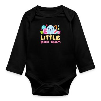 Halloween LITTLE BOO TEAM Funny Halloween - Organic Longsleeve Baby Bodysuit - black - Front