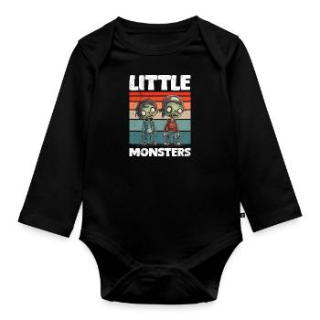 Halloween Kostüm Kinder LITTLE MONSTERS Lustiges - Baby Bio-Langarm-Body - Schwarz - Vorne