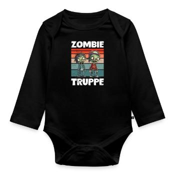 Halloween Costume Kids ZOMBIE TROOP Funny - Organic Longsleeve Baby Bodysuit - black - Front