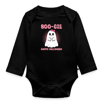 Halloween Party BOO-GIE HAPPY HALLOWEEN Horror - Organic Longsleeve Baby Bodysuit - black - Front