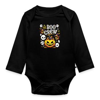 Halloween Costume Kids THE BOO CREW Fun - Organic Longsleeve Baby Bodysuit - black - Front