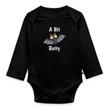 Halloween Costume Kids A BIT CRAZY - Organic Longsleeve Baby Bodysuit - black - Front