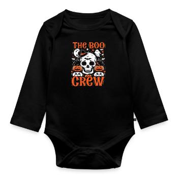 Halloween Costume Kids THE BOO CREW Fun - Organic Longsleeve Baby Bodysuit - black - Front