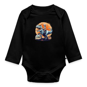 Halloween Costume Kids SKELET ON DINOSAUR - Organic Longsleeve Baby Bodysuit - black - Front