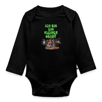 Halloween Kostüm ICH BIN EIN KLEINER GEIST Lustig - Baby Bio-Langarm-Body - Schwarz - Vorne