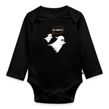 Halloween Costume Kids BOO! CAUGHT! Fun - Organic Longsleeve Baby Bodysuit - black - Front