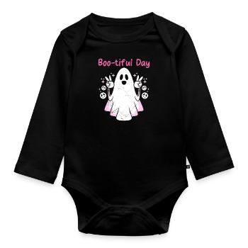 Halloween BOO-tiful DAY Drôle Fille Heureux - Body Bébé bio manches longues - noir - Devant