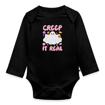 Halloween Party CREEP IT REAL Funny Kids - Organic Longsleeve Baby Bodysuit - black - Front