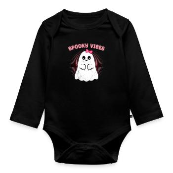 Halloween Mädchen SPOOKY VIBES Halloween Party - Baby Bio-Langarm-Body - Schwarz - Vorne