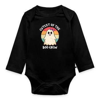 Halloween Party CUTEST OF THE BOO CREW Vintage - Baby Bio-Langarm-Body - Schwarz - Vorne