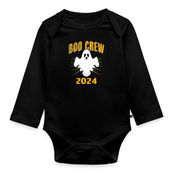 Halloween Kids BOO CREW 2024 Funny Party - Organic Longsleeve Baby Bodysuit - black - Front
