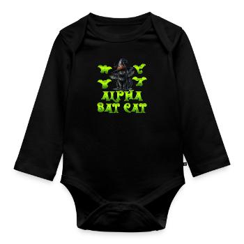 Halloween Kostüm ALPHA BAT CAT Lustiges Alphabet - Baby Bio-Langarm-Body - Schwarz - Vorne