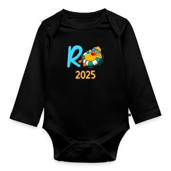 Rente 2025 R-Ente Pensionierung Ruhestand - Baby Bio-Langarm-Body - Schwarz - Vorne
