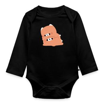 Tabby Cat Couple - Organic Longsleeve Baby Bodysuit - black - Front