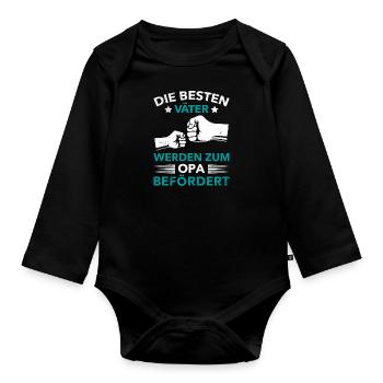 Opi DIE BESTEN VÄTER WERDEN ZUM OPA BEFÖRDERT - Baby Bio-Langarm-Body - Schwarz - Vorne