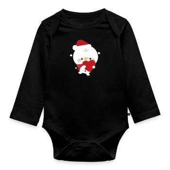 Snowman Christmas Love - Organic Longsleeve Baby Bodysuit - black - Front