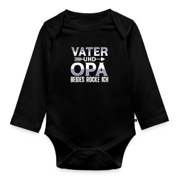 VATER UND OPA BEIDES ROCKE ICH Lustiges - Baby Bio-Langarm-Body - Schwarz - Vorne
