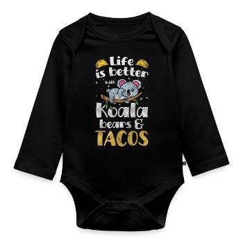 Koala Bear Marsupial Animal Welfare - Organic Longsleeve Baby Bodysuit - black - Front