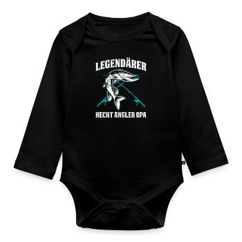 Angeln Hobby LEGENDÄRER HECHT ANGLER OPA Lustiges - Baby Bio-Langarm-Body - Schwarz - Vorne