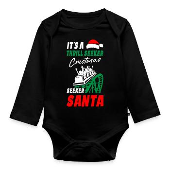 Roller Coaster Christmas - Organic Longsleeve Baby Bodysuit - black - Front