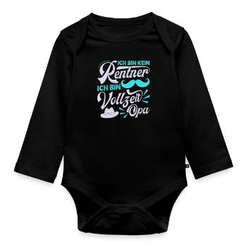 Großvater BIN KEIN RENTNER BIN VOLLZEIT OPA Lustig - Baby Bio-Langarm-Body - Schwarz - Vorne