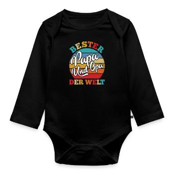 Großvater BESTER PAPA UND OPA DER WELT Opi - Baby Bio-Langarm-Body - Schwarz - Vorne