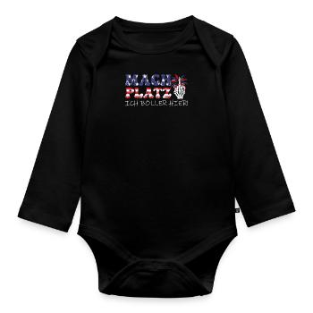 Feuerwerk MACH PLATZ ICH BÖLLER HIER! Lustiges - Baby Bio-Langarm-Body - Schwarz - Vorne