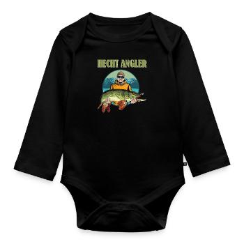HECHT ANGLER Geburtstag Angeln Hobby Fischen - Baby Bio-Langarm-Body - Schwarz - Vorne