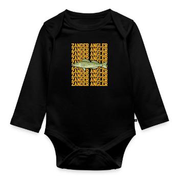 Angler Outfit ZANDER ANGLER Geburtstag Angeln - Baby Bio-Langarm-Body - Schwarz - Vorne