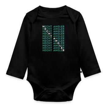 HECHT ANGLER Geburtstag Angeln Hobby Fischen - Baby Bio-Langarm-Body - Schwarz - Vorne