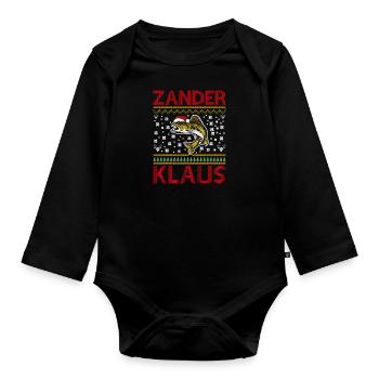 Lustiges Angler Outfit Weihnachten - Baby Bio-Langarm-Body - Schwarz - Vorne