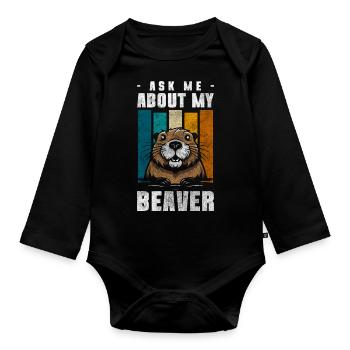 Beaver Tree Cutter Zoo Nature Conservation - Organic Longsleeve Baby Bodysuit - black - Front