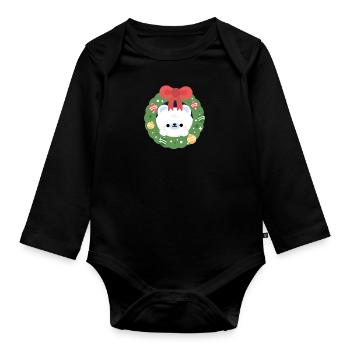 Noël de l’ours polaire - Body Bébé bio manches longues - noir - Devant
