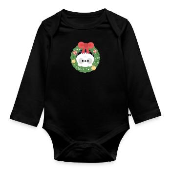 Panda Christmas - Organic Longsleeve Baby Bodysuit - black - Front