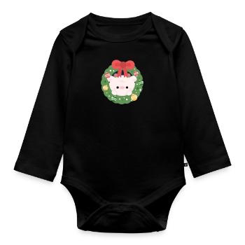 Kuh-Weihnachten - Baby Bio-Langarm-Body - Schwarz - Vorne