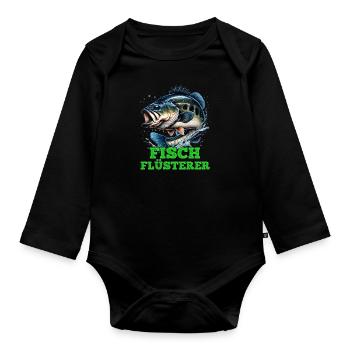 Angler Outfit Angeln Hobby - Baby Bio-Langarm-Body - Schwarz - Vorne